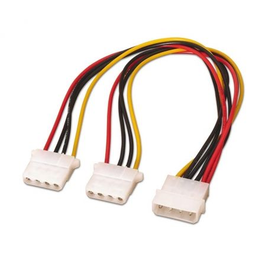 Nanocable Cable Alimentación Molex 4 Pin Macho a 2x Molex 4 Pin Hembra 0.20m
